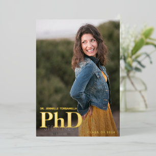 Goldene Foto-Promotionsankündigung für Doktoranden Folieneinladung
