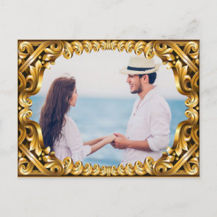 Goldene Fotorahmen-Verlobungs-Ankündigungspostkart Ankündigungspostkarte