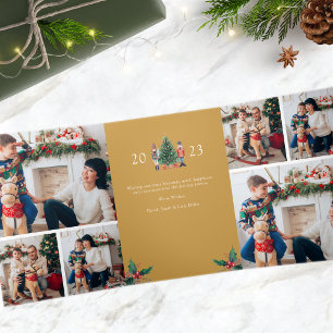 Goldene Fototrifold-Weihnachtskarte Dreifach Gefaltete Urlaubskarte