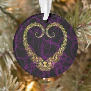Goldene fraktale Herz vergoldete Halskette Ornament