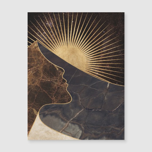 Goldene Frauentäuschung mit Sonne und Marmortextur Magnetkarte (Vorderseite)