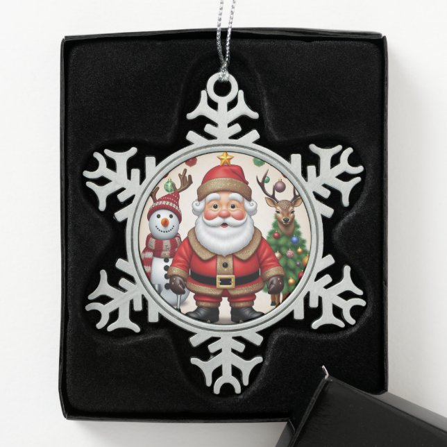 "Goldene Freude" Schneeflocken Zinn-Ornament (Box)