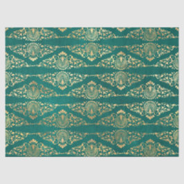 Goldene Friedhöfe und Filigreen auf grüner Dekoupa Seidenpapier