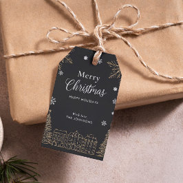 Goldene Frohe Weihnachten Kalligrafie-Skript Feier Geschenkanhänger