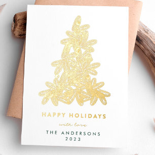 Goldene Frohe Weihnachten Kiefer Weihnachtsbaum Gl Folien Feiertagskarte