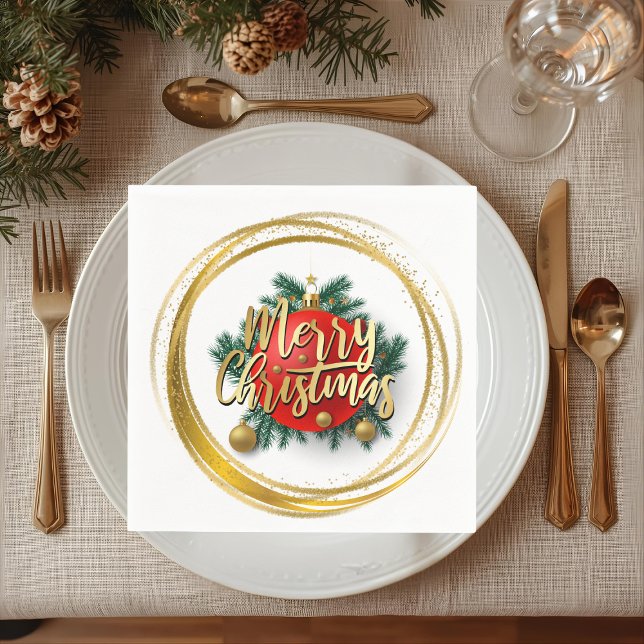 Goldene Frohe Weihnachten Papier Serviette (Von Creator hochgeladen)