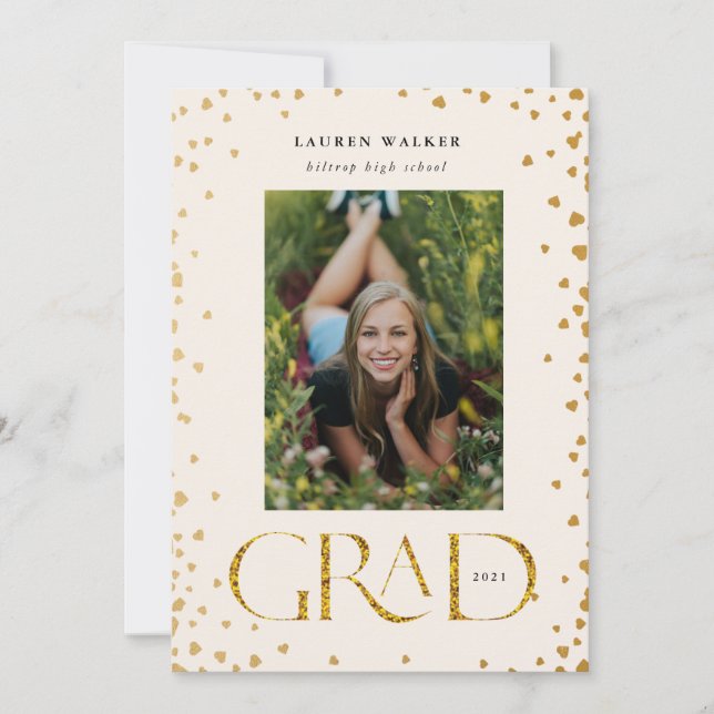 goldene funkelnde elegante Script-Graduiertenankün Einladung (Vorderseite)