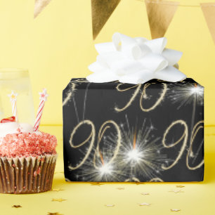 Goldene Funken für den 90. Geburtstag Geschenkpapier