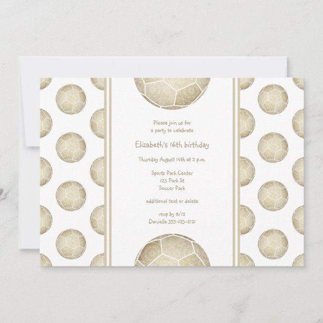 Goldene Fußballbälle Party Einladung (Vorderseite)