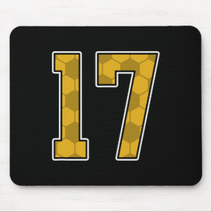 Goldene Fußballmuster Nummer 17 Trikot Spieler Uni Mousepad
