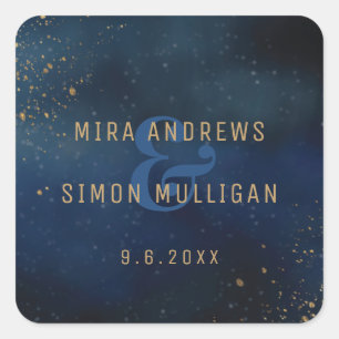 Goldene Galaxie Quadratischer Aufkleber