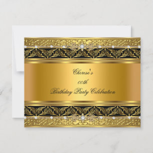 Goldene Geburtstagsfeier Elegant Gold Diamant Schw Einladung