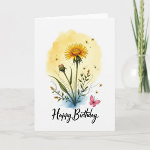 Goldene Geburtstagskarte mit Blüten Karte