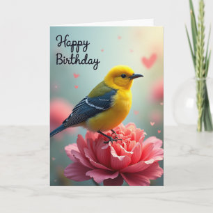 Goldene Geburtstagskarte mit Vogel Karte