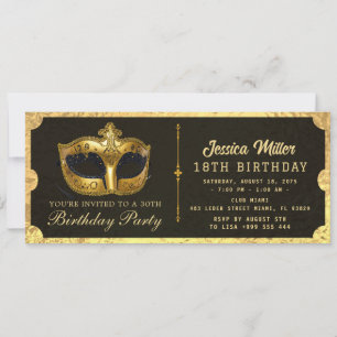 Goldene Geburtstagsparty-Ticket-Einladung Einladung