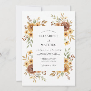 Goldene gedämpfte Blumenhochzeit Einladung