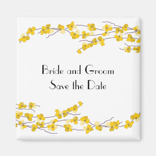 Goldene Gelbblüten Save the Date Magnet