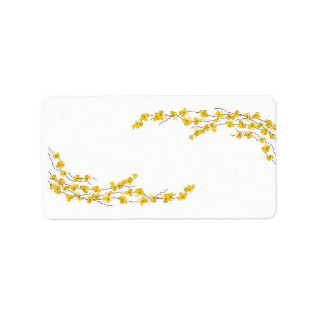 Goldene gelbe Blüten Adressaufkleber (Vorne)