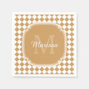Goldene gelbe geprüfte Monogramm mit Name Serviette