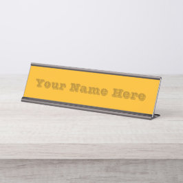 Goldene gelbe Herbstuntergang Solid Color Schreibtischnamensplakette