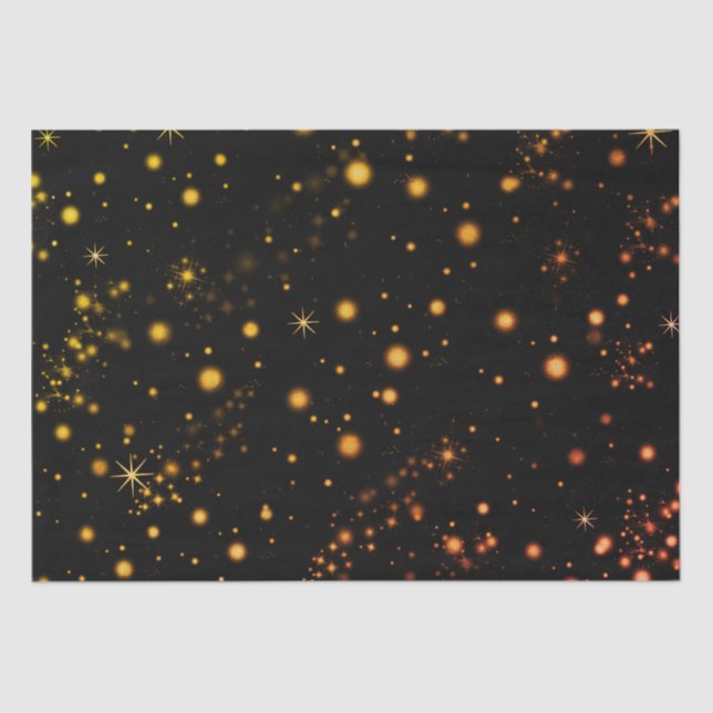 Goldene gelbe Sterne Schwarze Nacht  Seidenpapier (Vorderseite)