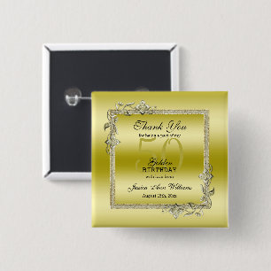 Goldene Gem & Glitzer 50. Goldene Geburtstagsparty Button