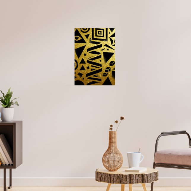 Goldene Geometrie: Ein moderner Glanz Poster (Wohnzimmer 3)