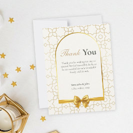 Goldene geometrische Bogen-Foto-Hochzeit Dankeskarte