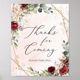 Goldene geometrische Bordeaux danke für das kommen Poster