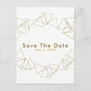 Goldene geometrische Dreiecke Glam modern Save the Ankündigungspostkarte