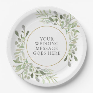 Goldene geometrische Grüne Hochzeit Pappteller