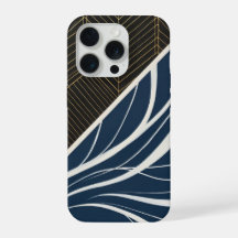 Goldene geometrische Linien Navy-Wellenmuster mode