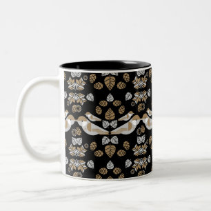 Goldene geometrische moderne abstrakte Vogelkunst Zweifarbige Tasse