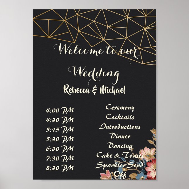 Goldene geometrische Reihenfolge der Ereignisse P Poster (Vorne)