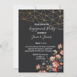 Goldene geometrische Verlobung Einladung