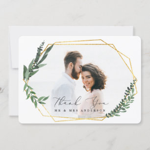 goldene geometrische Wasserfarbe Foliage Dankeskarte