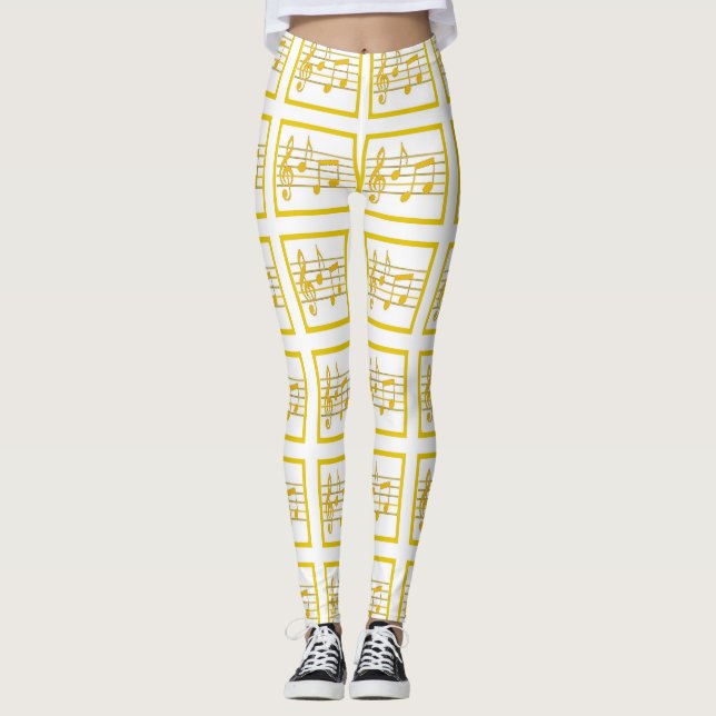 Goldene Gerahmte Musikplätze Leggings (Vorderseite)