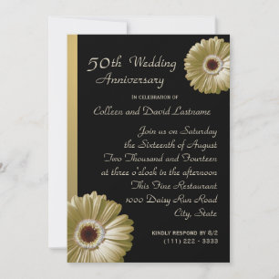 Goldene Gerbera-Daisy zum 50. Jubiläum Einladung