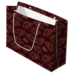 Goldene Ginkgoblätter auf Rot Elegante Botanik (3) Große Geschenktüte