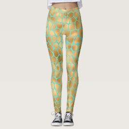 Goldene Giraffe auf Minze Leggings