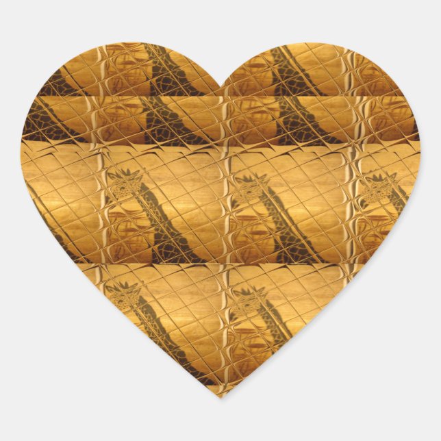 Goldene Giraffe Tiermotiv Kunst drucken Herz-Aufkleber (Vorderseite)