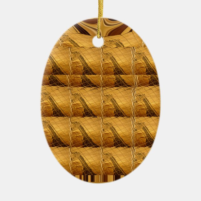 Goldene Giraffe Tiermotiv Kunst drucken Keramik Ornament (Vorne)