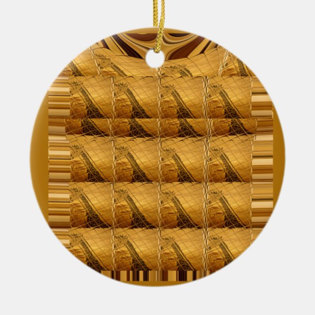 Goldene Giraffe Tiermotiv Kunst drucken Keramikornament (Vorne)