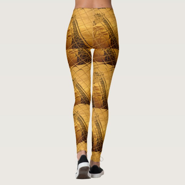 Goldene Giraffe Tiermotiv Kunst drucken Leggings (Rückseite)
