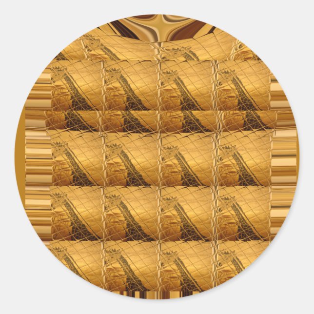 Goldene Giraffe Tiermotiv Kunst drucken Runder Aufkleber (Vorderseite)