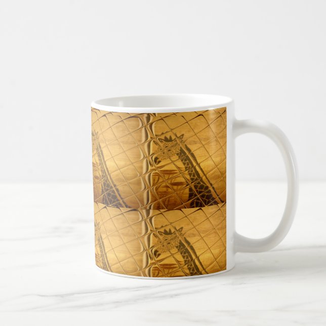 Goldene Giraffe Tiermotiv Kunst drucken Tasse (Rechts)