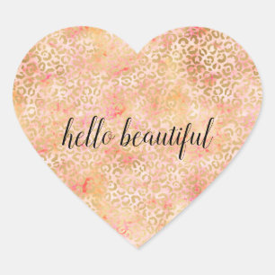 Goldene Girl Pfirsich Rosa Leopardene Printwerbung Herz-Aufkleber