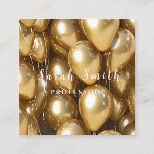 Goldene Glänzende Luftballons Party Glitter Quadratische Visitenkarte