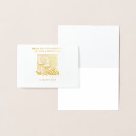 Goldene Gläser Trauben Elegantes Weingut Folienkarte