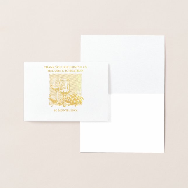 Goldene Gläser Trauben Elegantes Weingut Folienkarte (Anzeige)